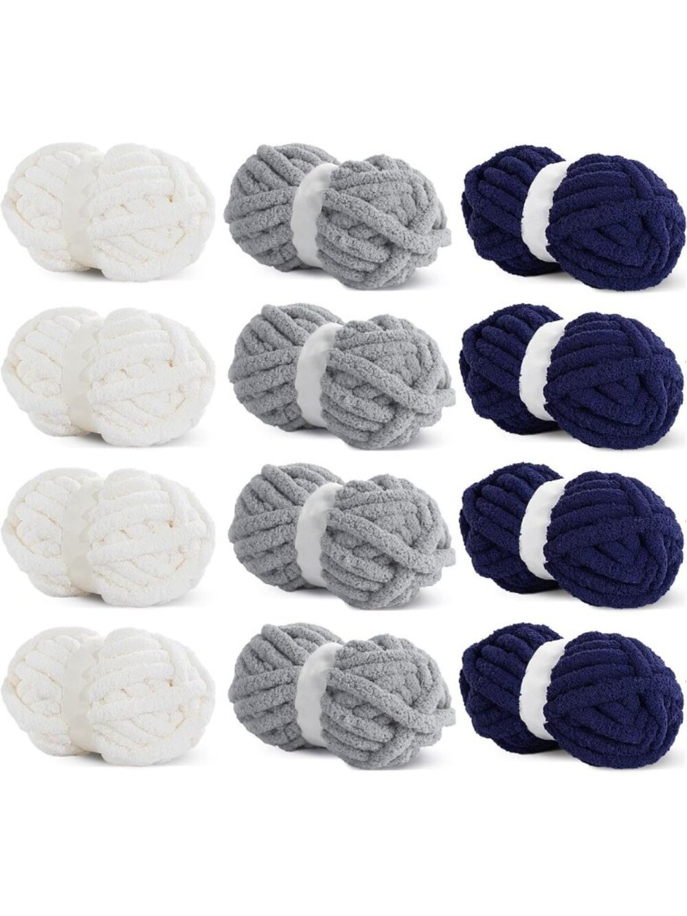 Super Bulky Chenille Yarn for Crocheting & Knitting, 8 Skein Pack, Soft Plush